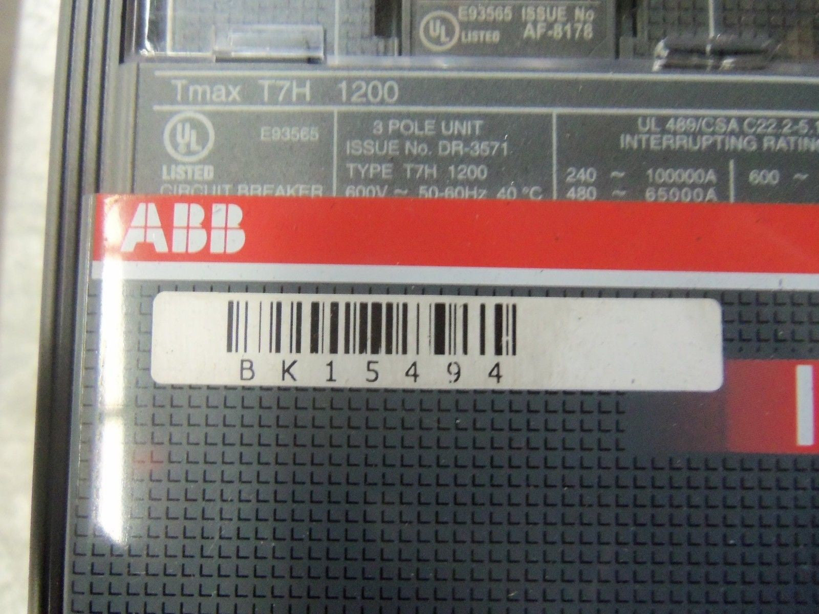 ABB SACE PR231/P W/ BK15494 P4KLAM04006 *NEW NO BOX*