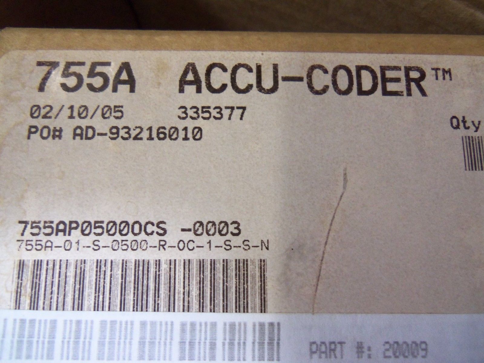ACCU-CODER 755A-01-S-0500-R-OC-1-S-S-N *NEW IN BOX*