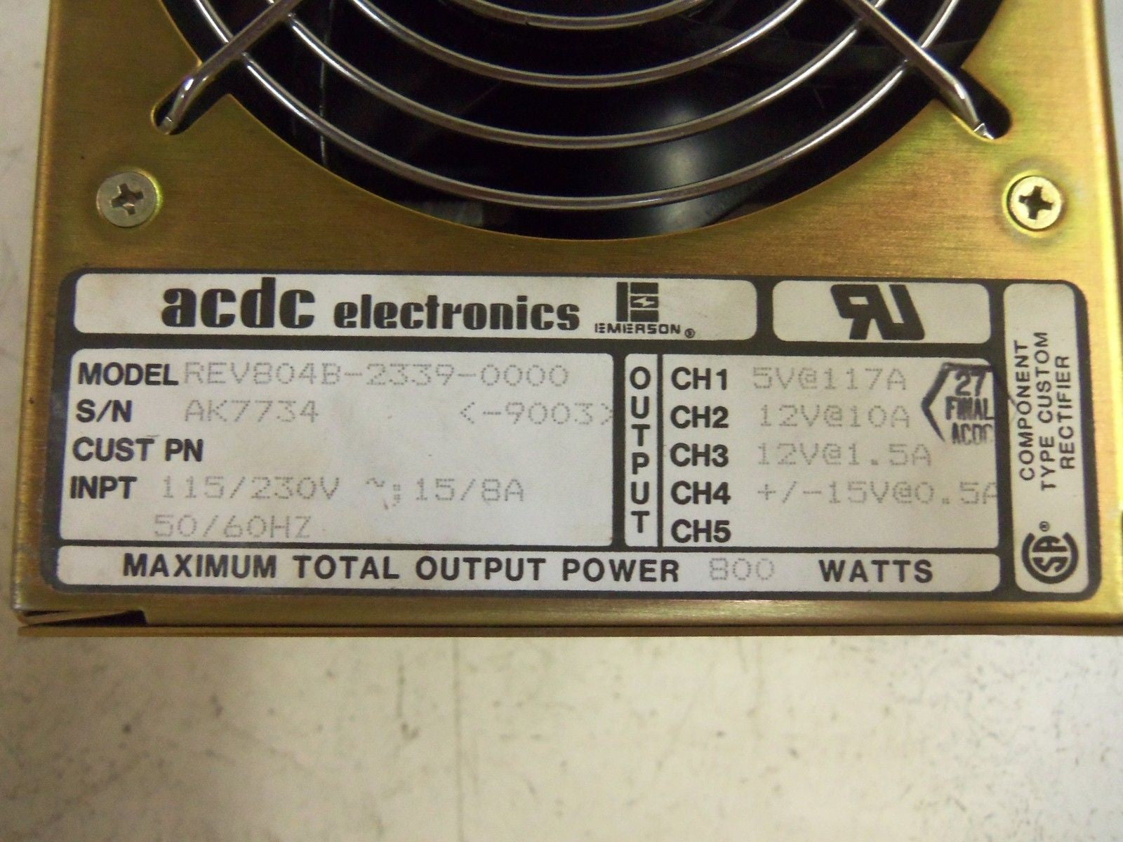 ACDC REV804B-2339-0000 POWER SUPPLY *USED*
