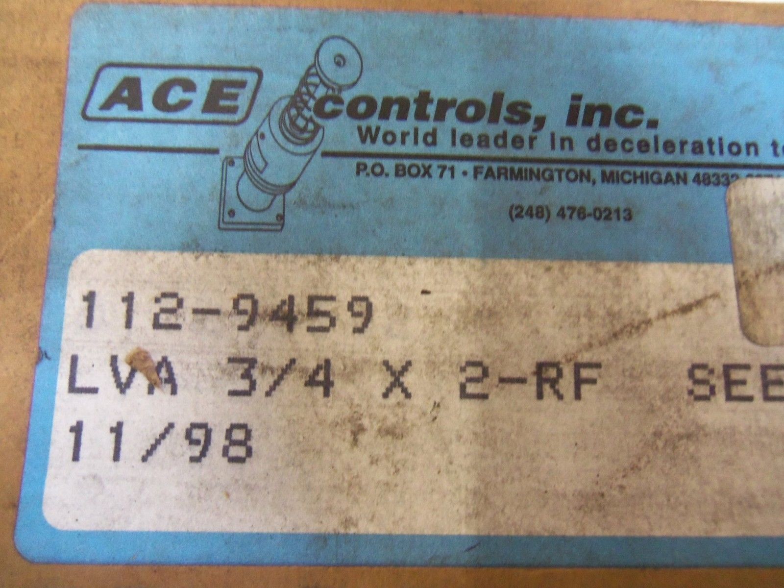 ACE CONTROLS, INC. LVA 3/4X2RF *NEW IN BOX*