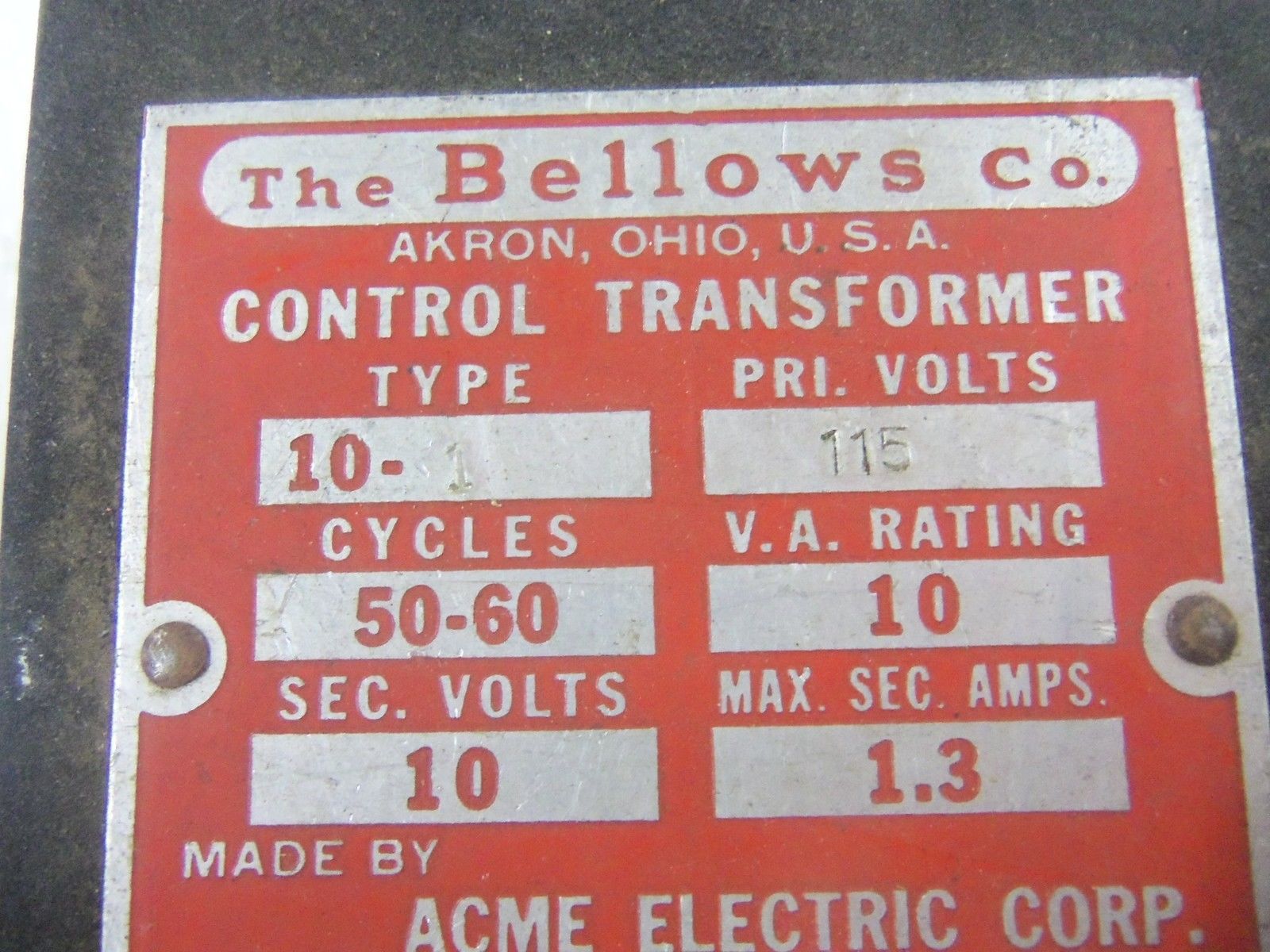 ACME ELECTRIC 10-1 *USED*