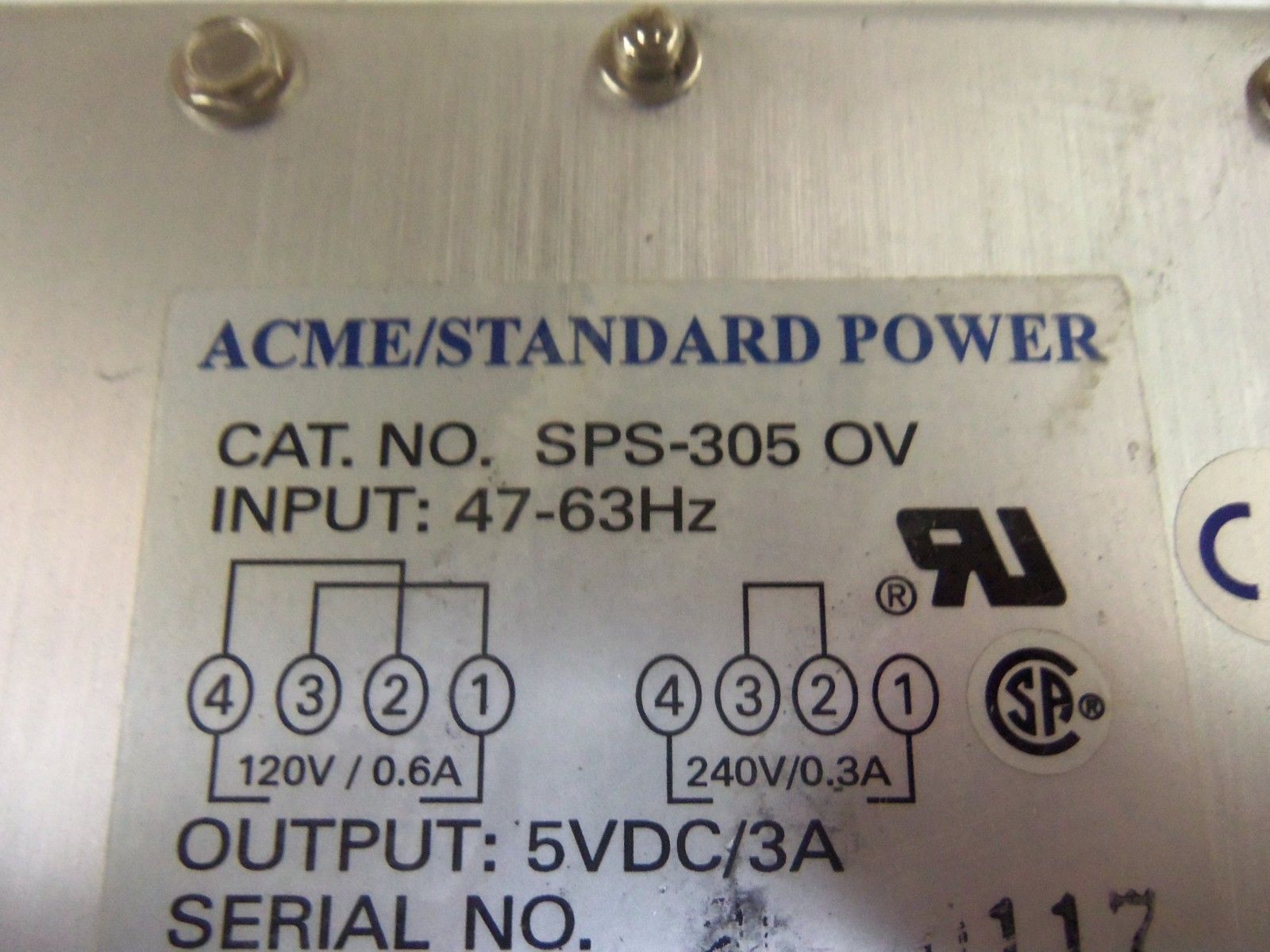 ACME SPS-305OV POWER SUPPLY *USED*