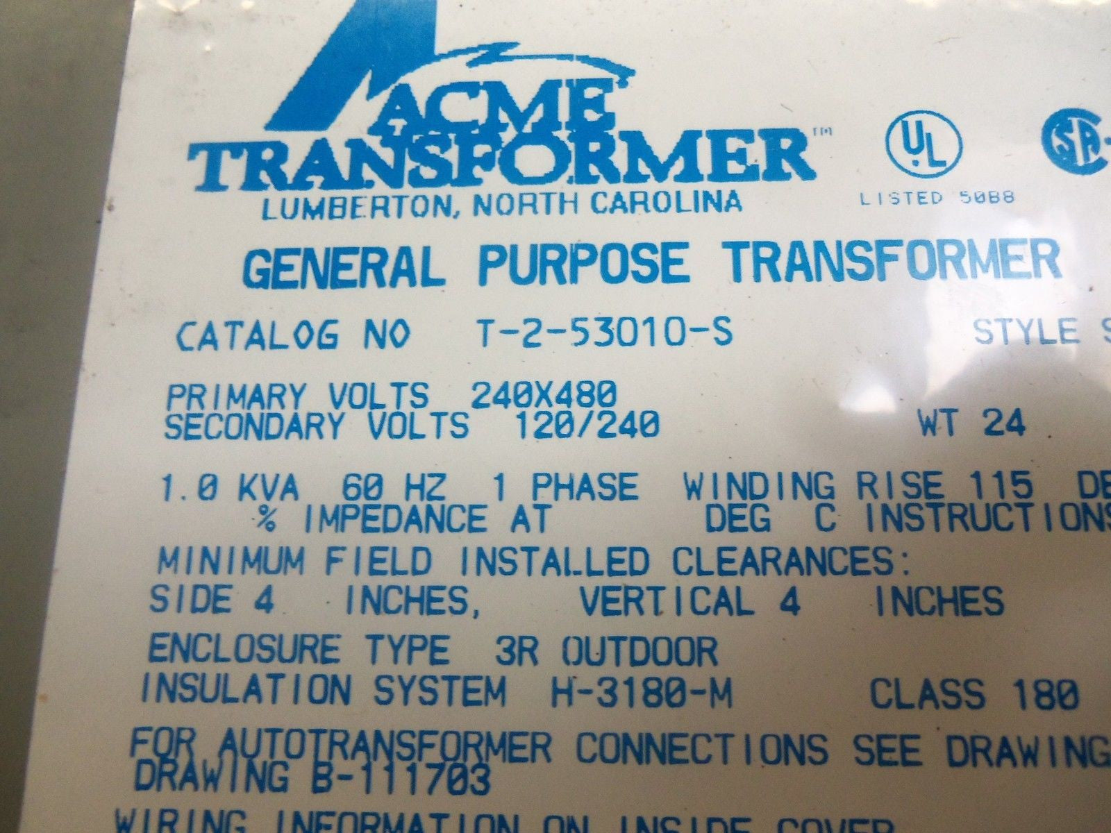 ACME T-2-53010-S  TRANSFORMER *NEW IN BOX*
