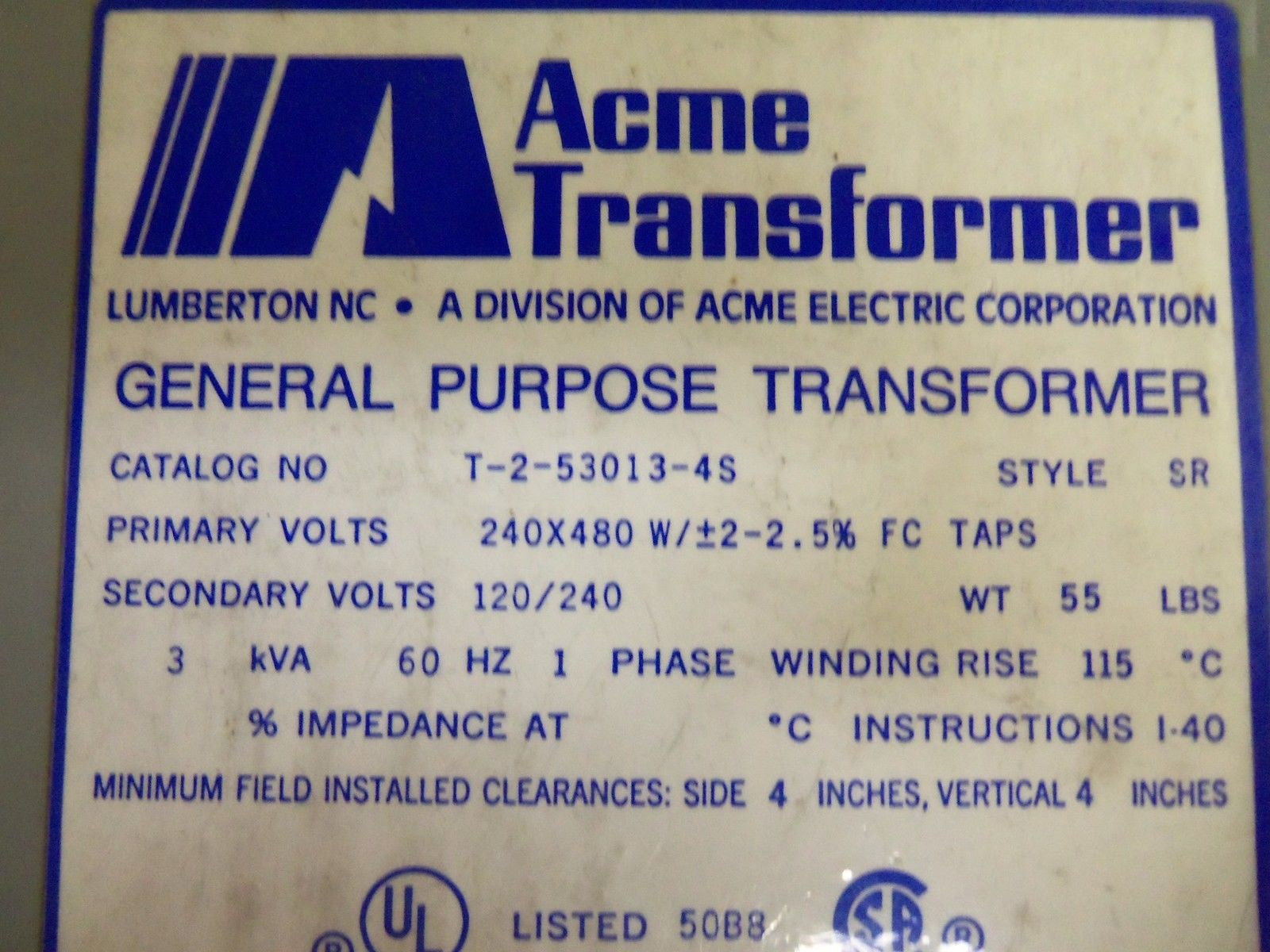 ACME T-2-53013-45 TRANSFORMER *NEW NO BOX*