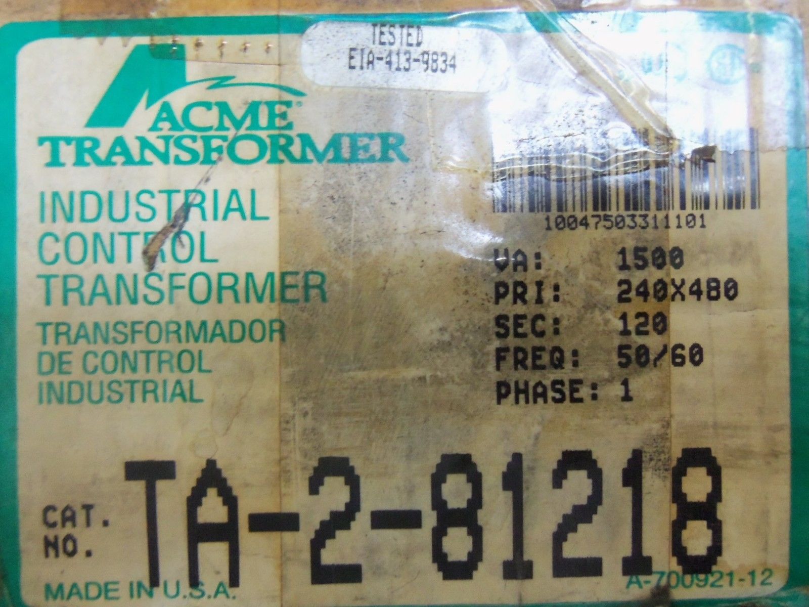 ACME TA-2-81218 TRANSFORMER *NEW IN BOX*