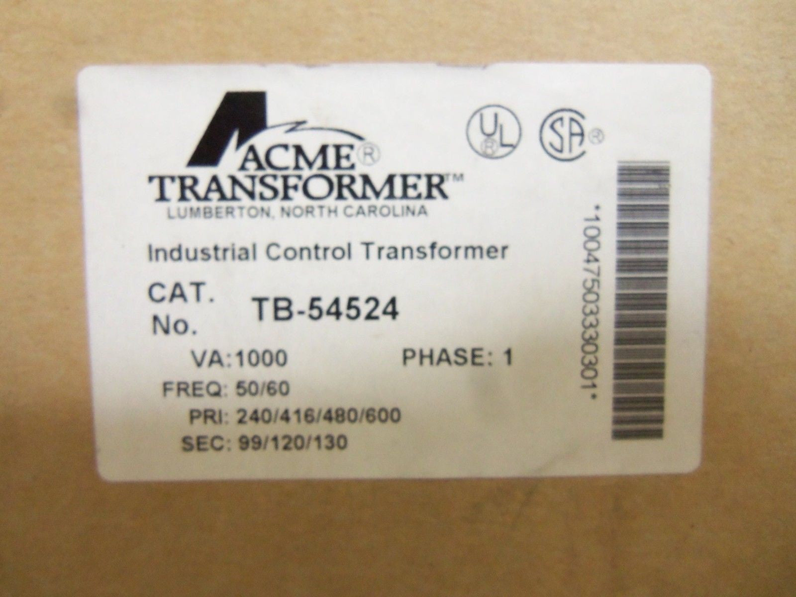 ACME TB-54524 TRANSFORMER *NEW IN BOX*