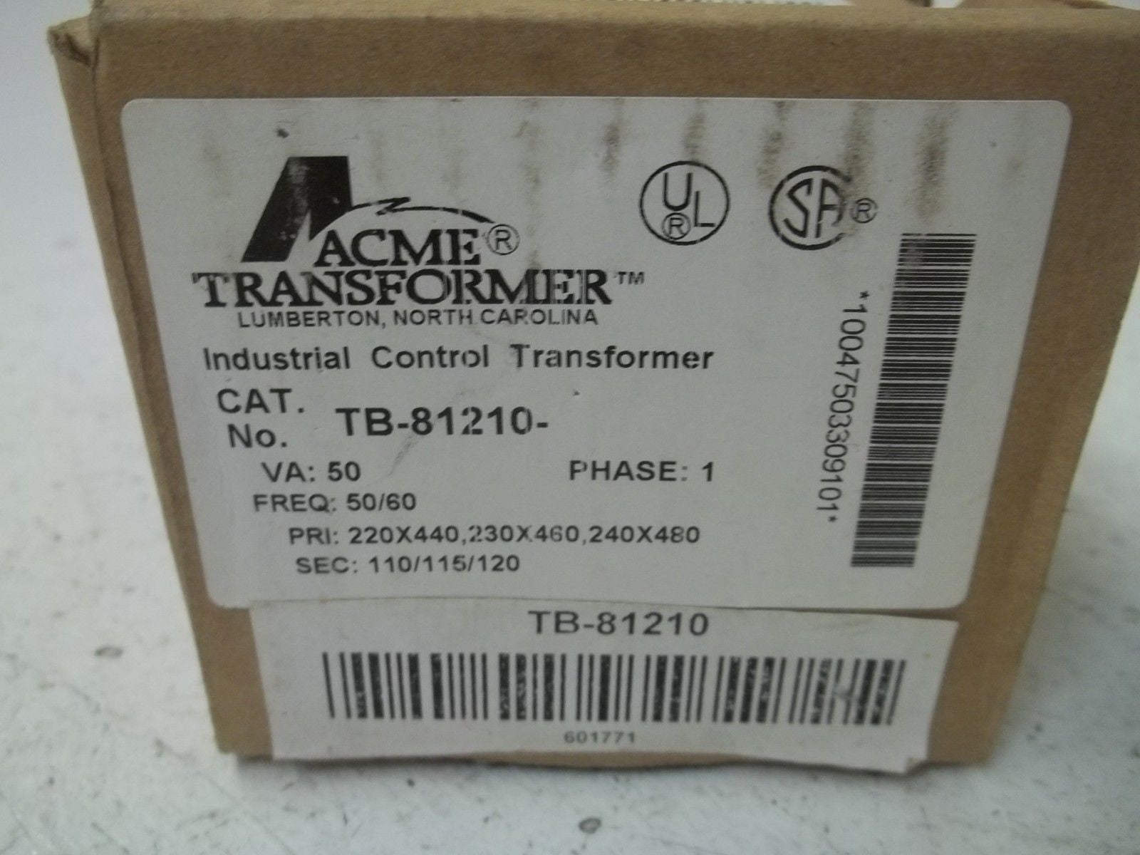ACME TB-81210 INDUSTRIAL CONTROL TRANSFORMER *NEW IN BOX*