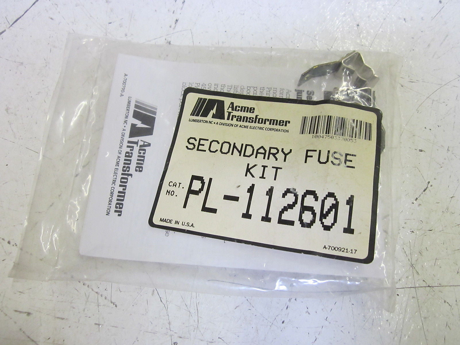 ACME TRANSFORMER  PL-112601 SECONDARY FUSE KIT  * NEW IN A FACTORY BAG *