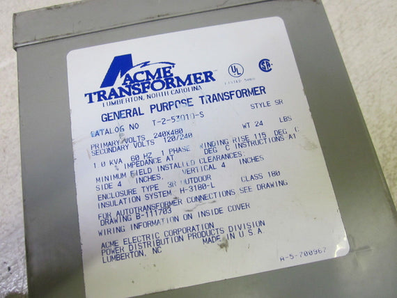 ACME TRANSFORMER T-2-53010-S TRANSFORMER 240/480V *USED*