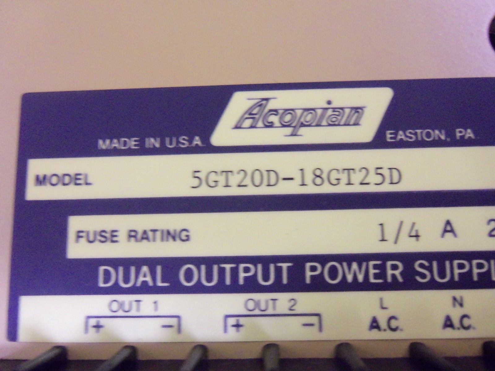 ACOPIAN 5GT20D-18GT25D *NEW IN BOX*