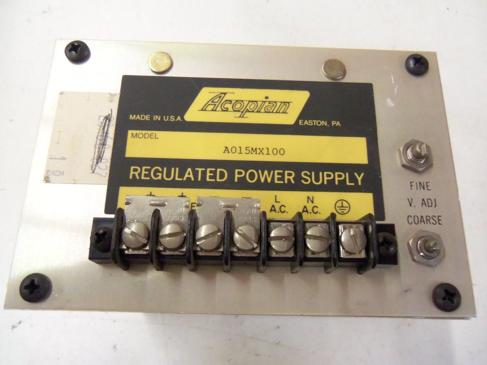 ACOPIAN REGULATED SUPPLY POWER A015MX100 *USED*