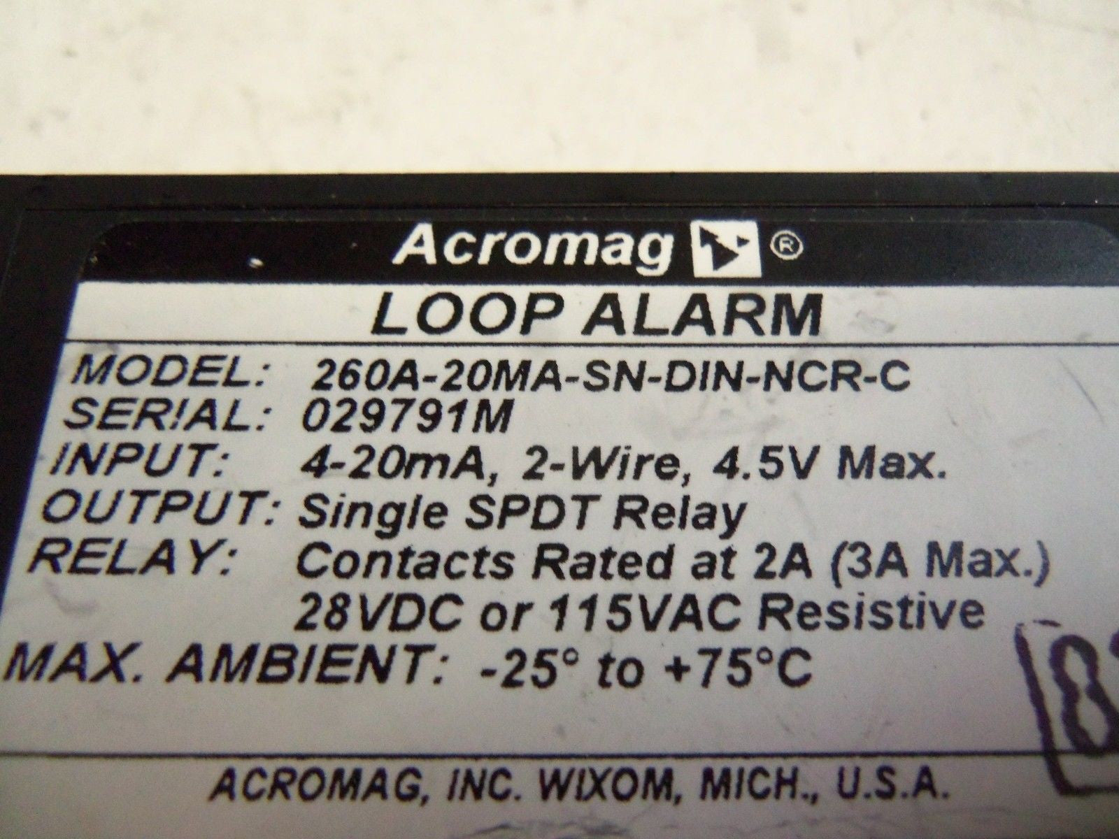 ACROMAG 260A-20MA-SN-DIN-NCR-C *USED*