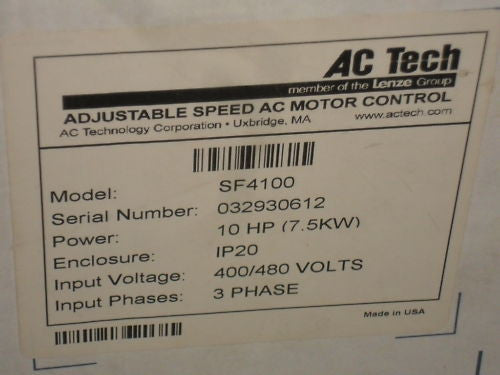 AC TECH ADJ. SPEED AC MOTOR CONTROL SF4100 *NEW IN BOX*