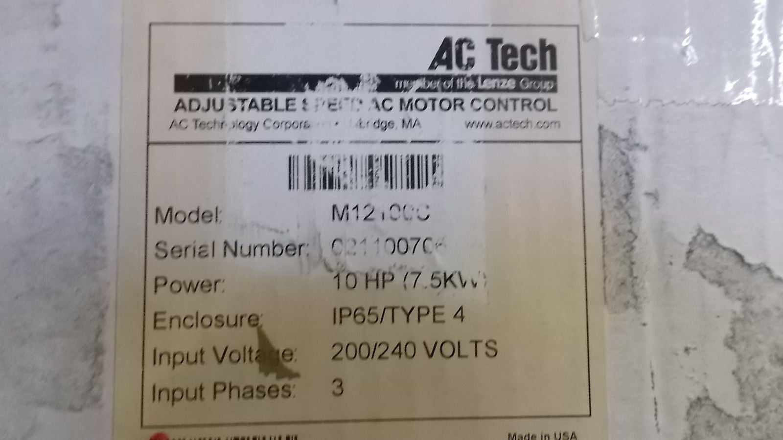 AC TECH M12100C MOTOR CONTROL *NEW*