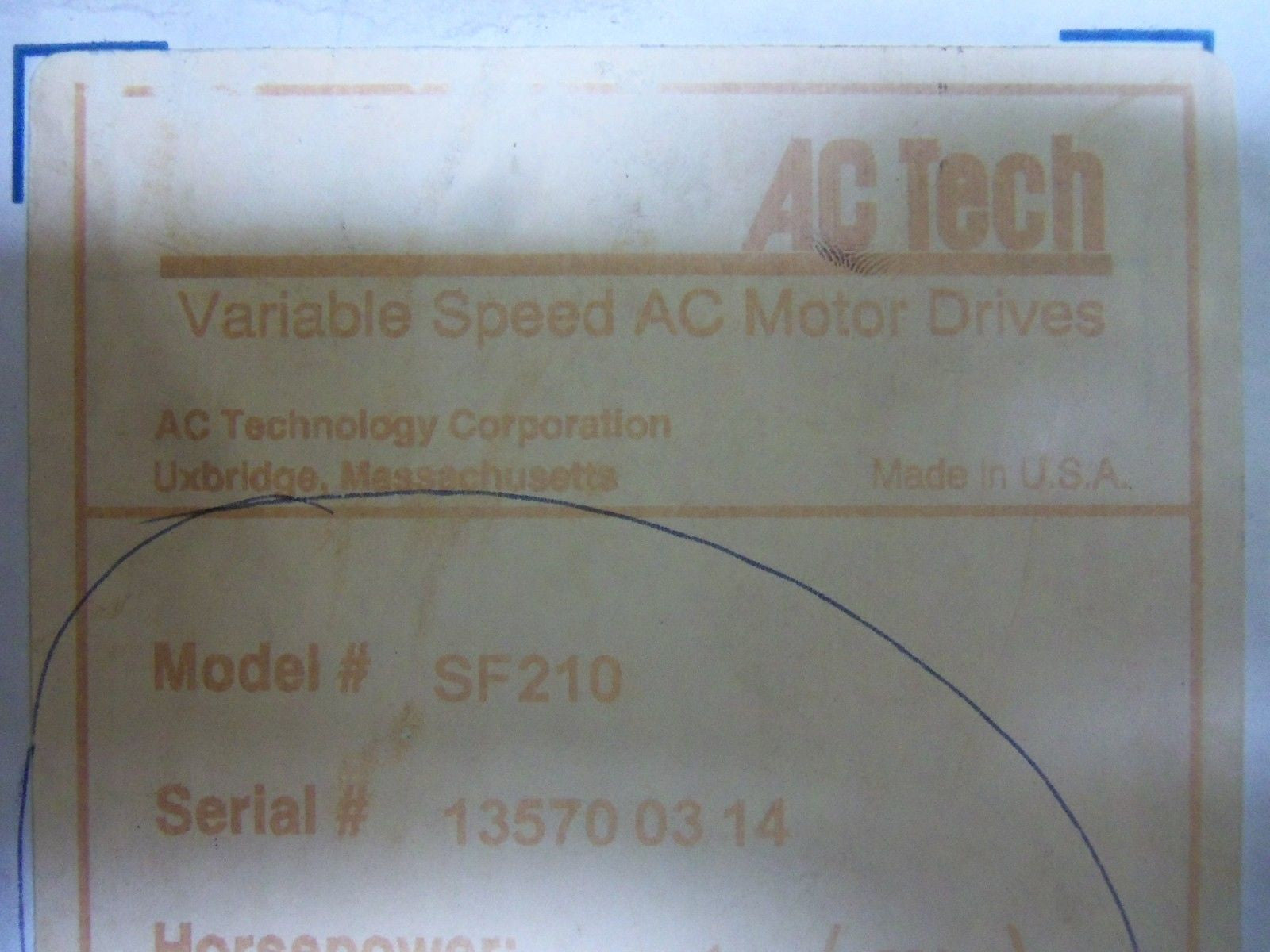 AC TECH SF210 SERIES DRIVE *USED*