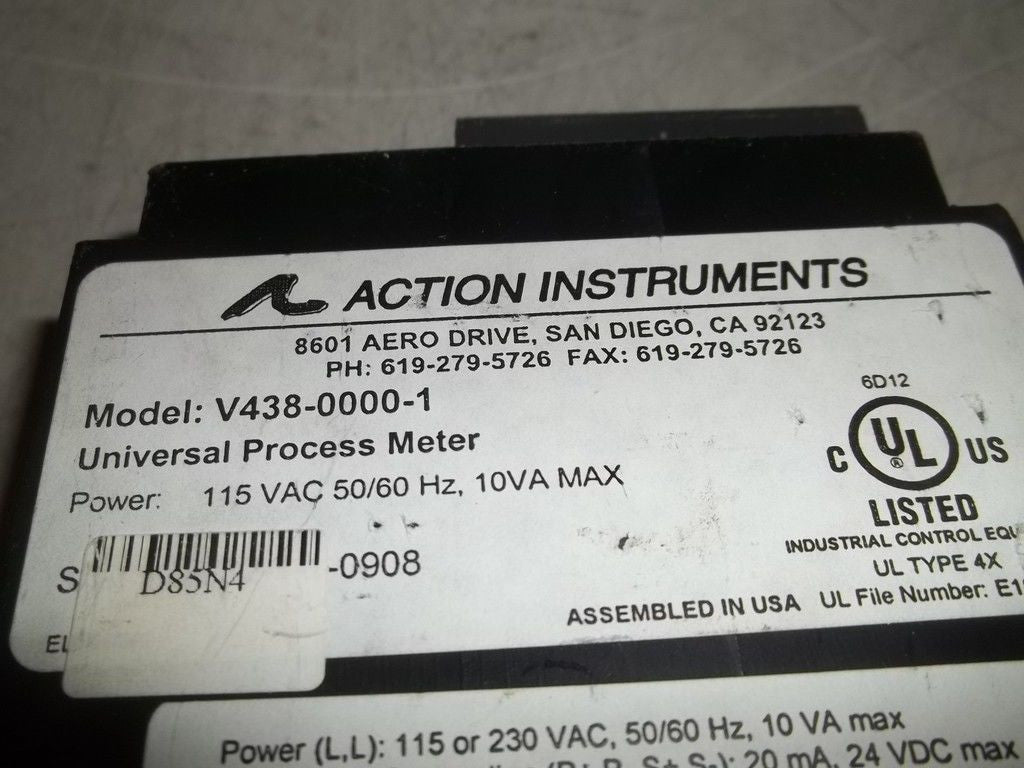 ACTION INSTRUMENTS V438-0000-1 UNIVERSAL PROCESS METER *USED*