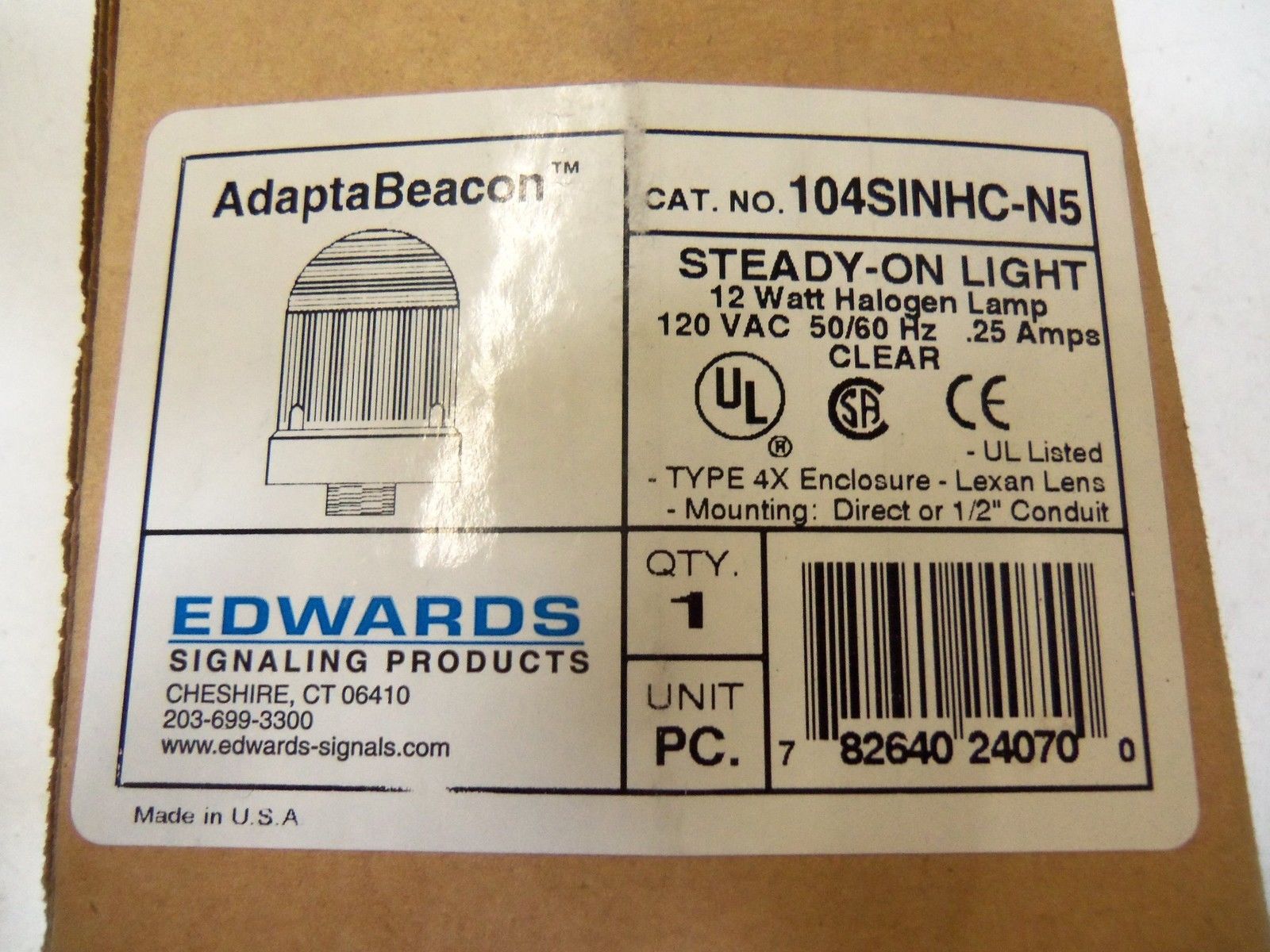 ADAPTA BEACON STEADY-ON LIGHT 104SINHC-N5 *NEW IN BOX*