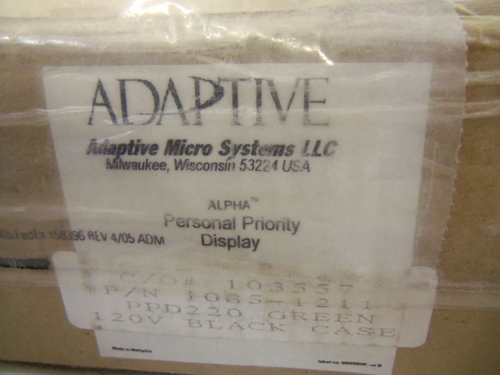 ADAPTIVE MICRO SYSTEM PPD220GRN *NEW IN BOX*