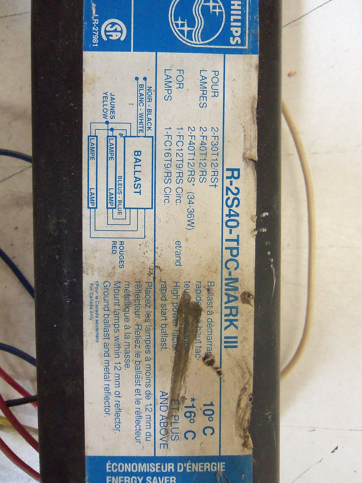 PHILIPS MARK III R-2S40-TPC BALLAST *USED*