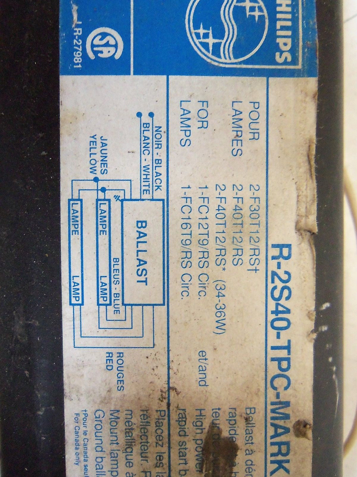 PHILIPS MARK III R-2S40-TPC BALLAST *USED*
