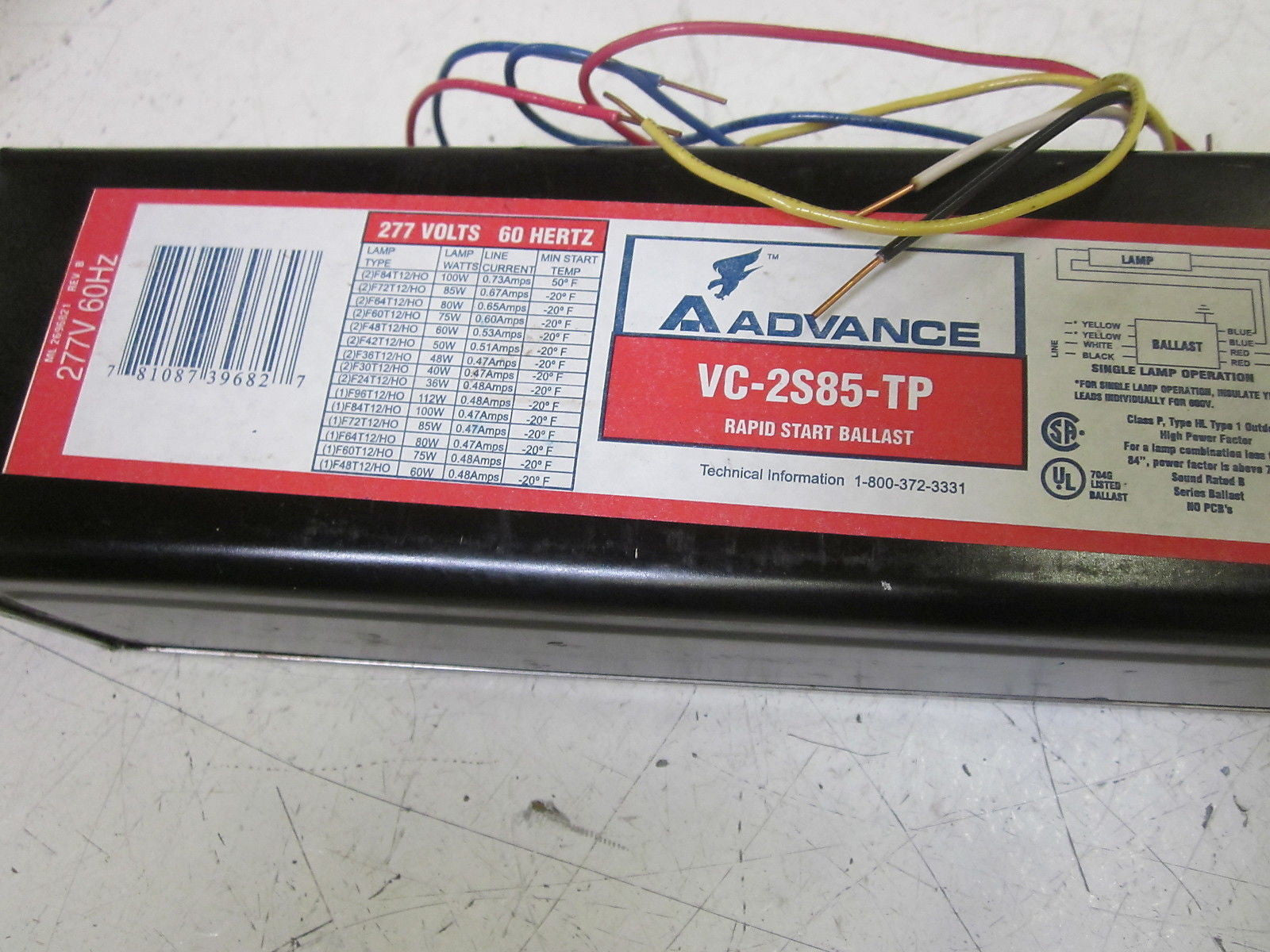 ADVANCE VC2S85TP RAPID START BALLAST 277V *NEW IN BOX*