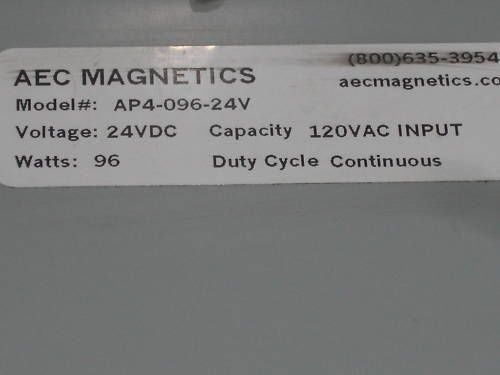 AEC MAGNETICS AP4-096-24V DC POWER SUPPLY *NEW*