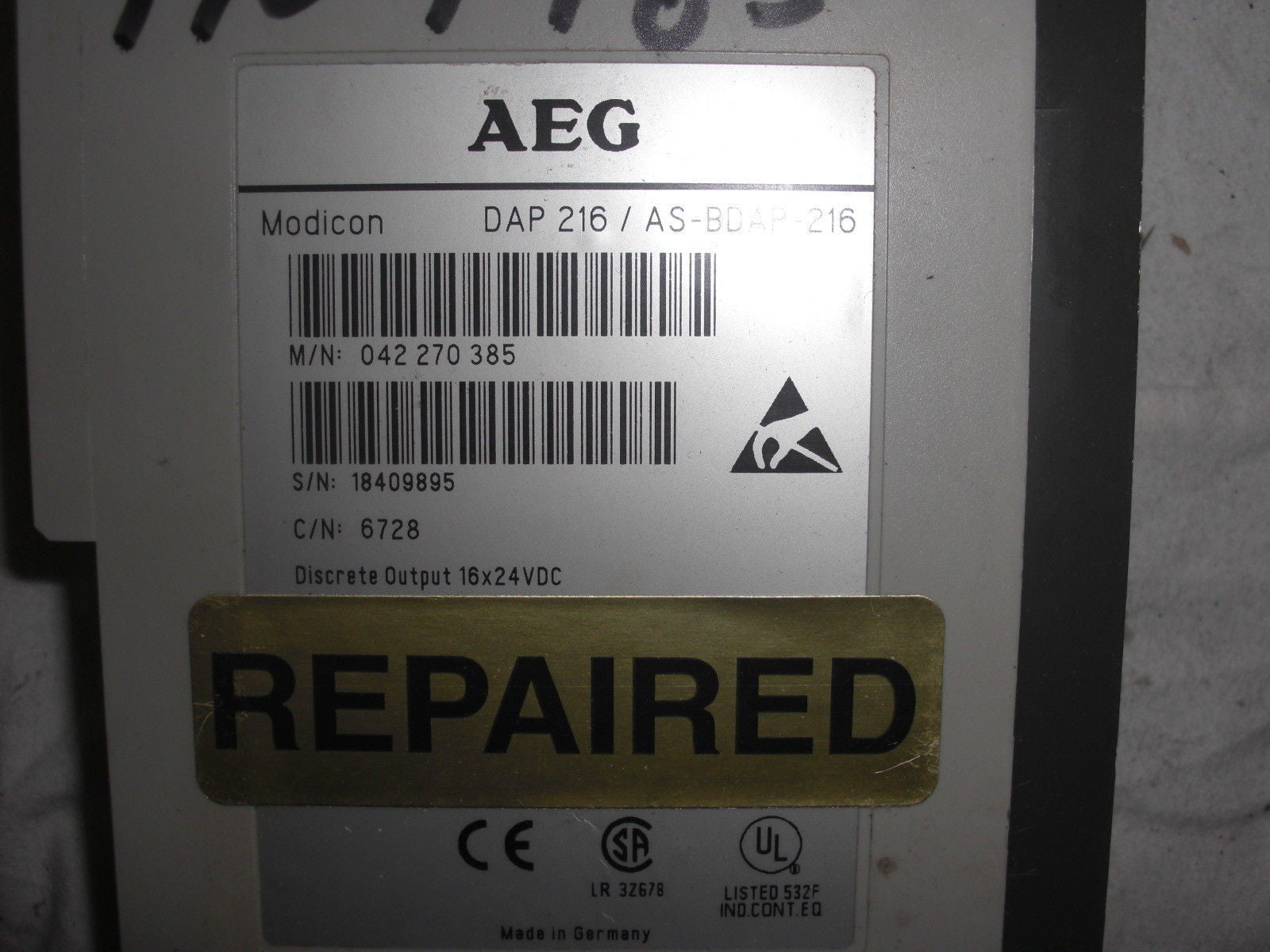 AEG MODICON DAP216/AS-BDAP-216 OUTPUT MODULE (REPAIRED) *USED*