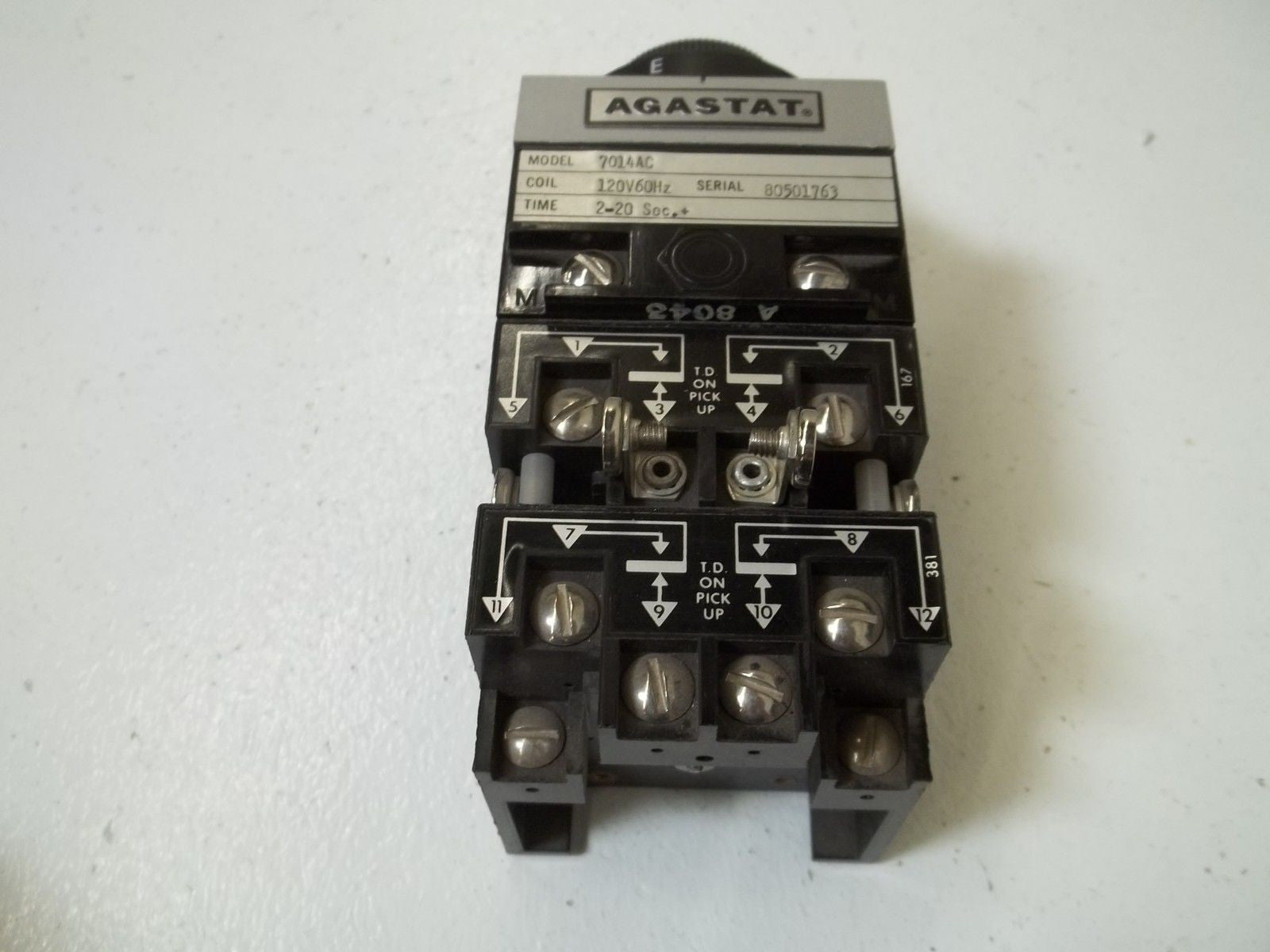 AGASTAT 7014AC TIMING RELAY 2-20 SEC.+ *USED*