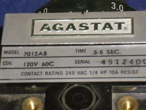 AGASTAT 7012AB TIMING RELAY 0.5-5 SEC. *USED*