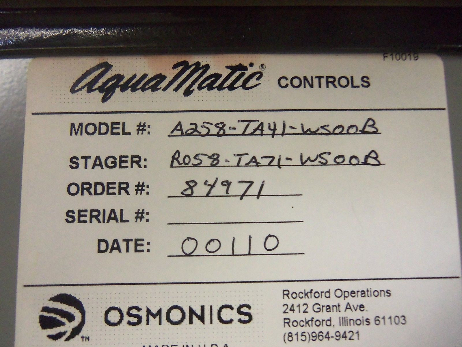 AGUAMATIC A258-TA41-WS00B *NEW NO BOX*