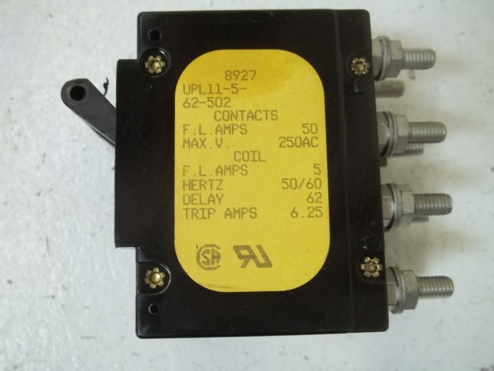 AIRPAX UPL11-5-62-502 CIRCUIT BREAKER *USED*