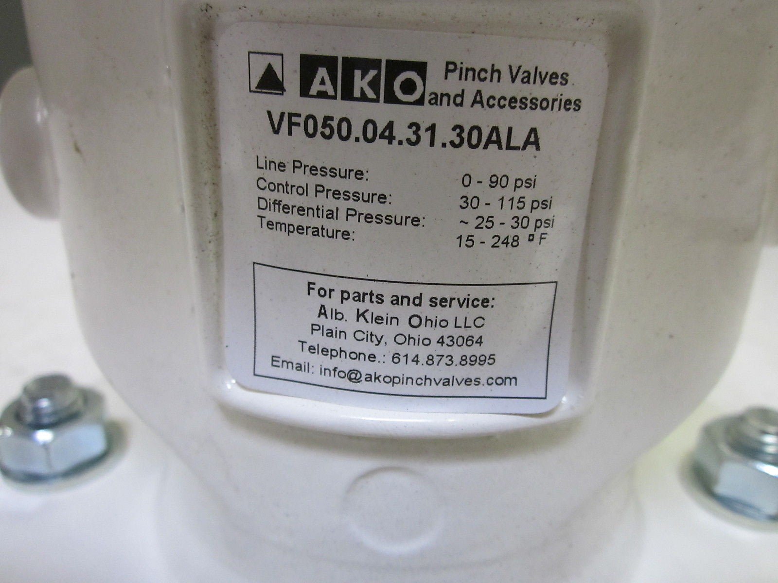 AKO VF050.04.31.30ALA PINCH VALVES 30-115PSI 15-248 DEGREE F *NEW NO BOX*