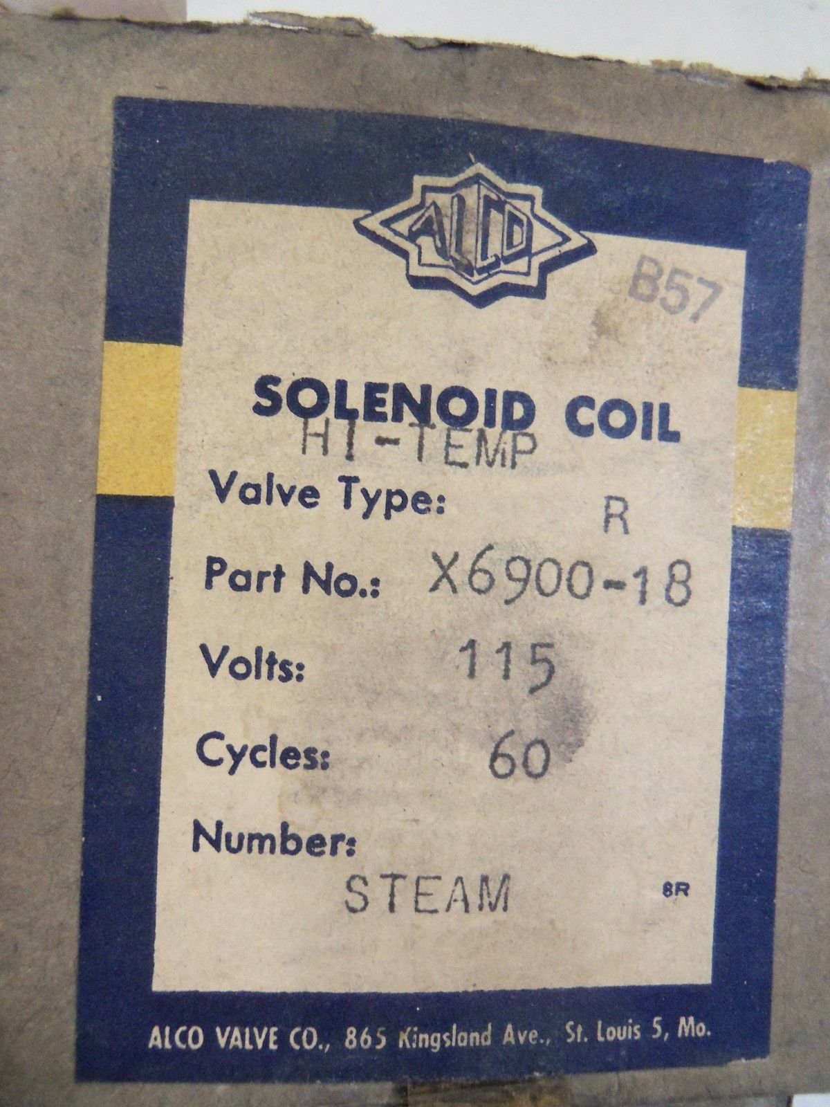ALCO SOLENOID COIL X6900-18 *NEW IN BOX*