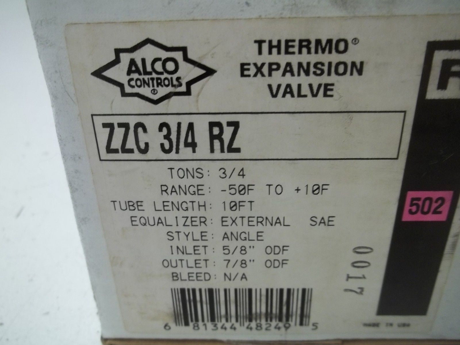 ALCO ZZC 3/4RZ THERMO EXPANSION VALVE *NEW IN BOX*