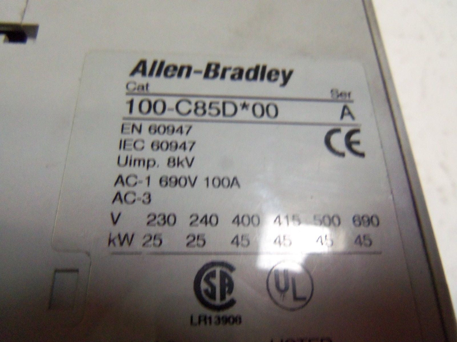 ALLEN-BRADLEY 100-C85DJ10 SERIES A CONTACTOR *USED*