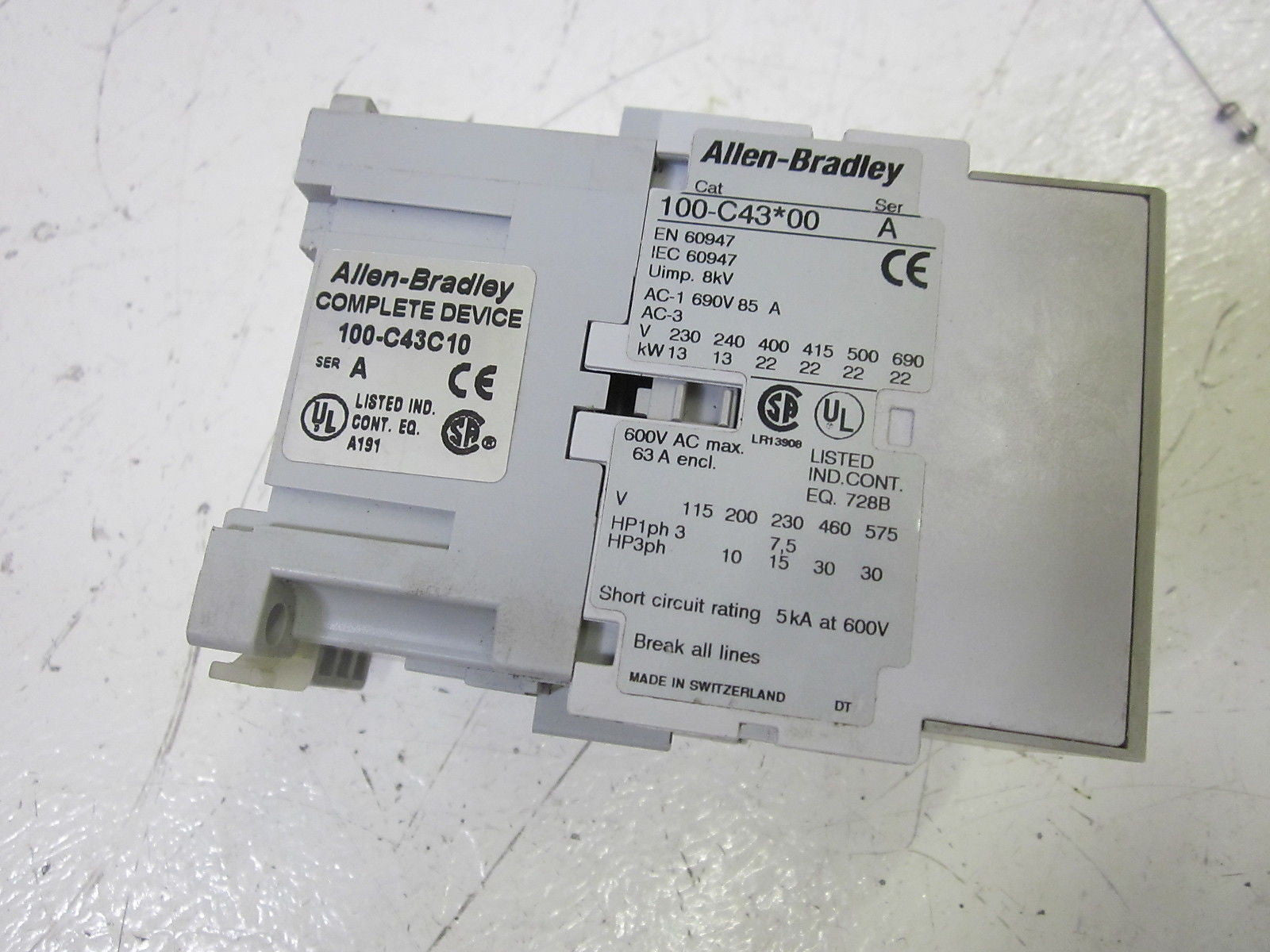 ALLEN BRADLEY 100-C43C10 SER. A CONTACTOR 550/600V *USED*