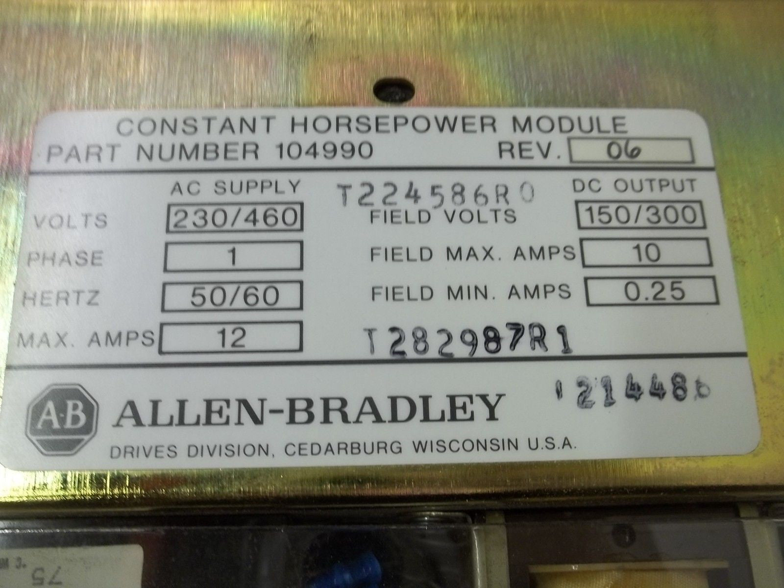 ALLEN BRADLEY 104990 CONSTANT HORSEPOWER MODULE *NEW NO BOX*