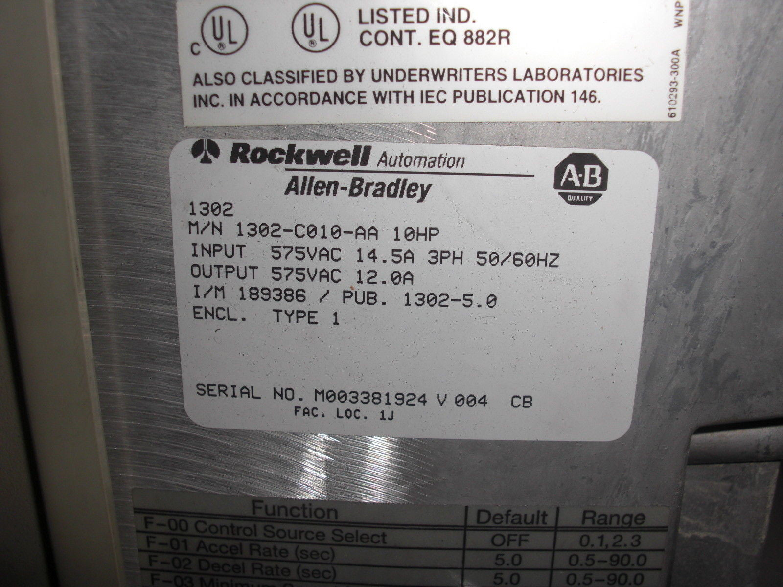 ALLEN BRADLEY 1302-C010-AA AC DRIVE *USED*