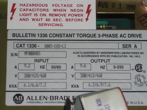 ALLEN BRADLEY 1336-B005-EAD-L1 SER. A AC DRIVE *NEW IN BOX*