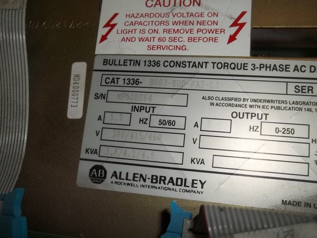ALLEN BRADLEY 1336-B003-EOD-FA2-L3 SER. A AC DRIVE *USED*