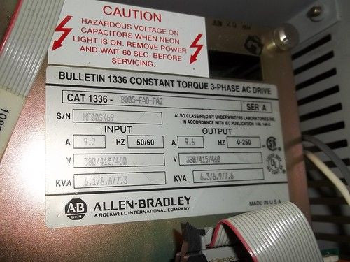 ALLEN BRADLEY 1336-B005-EAD-FA2 SER. A  AC DRIVE *USED*