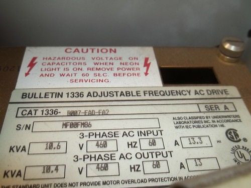 ALLEN BRADLEY 1336-B007-FAD-FA2 SER. A AC DRIVE *USED*