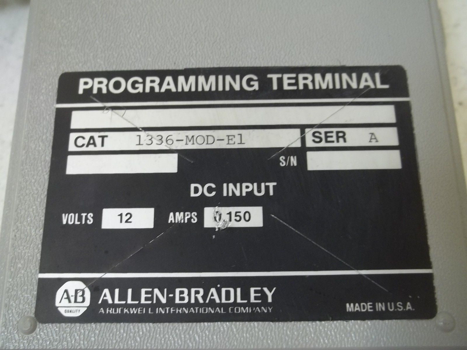 ALLEN BRADLEY 1336-MOD-E1 SER. A PROGRAMMING TERMINAL *USED*