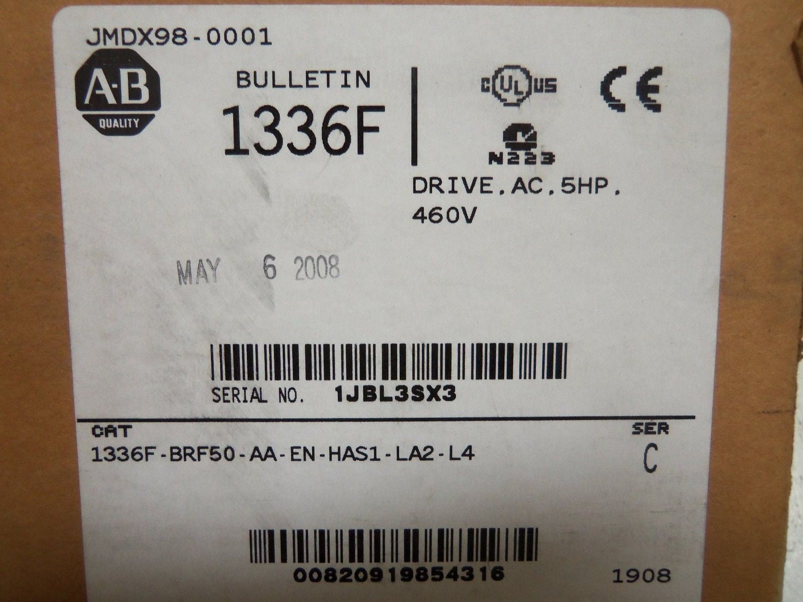ALLEN BRADLEY 1336F-BRF50-AA-EN-HAS1-LA2-L4 SER. C *NEW IN BOX*