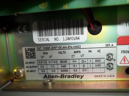 ALLEN BRADLEY 1336F-BRF100-AN-EN-HAS2 SER. A AC DRIVE *USED*