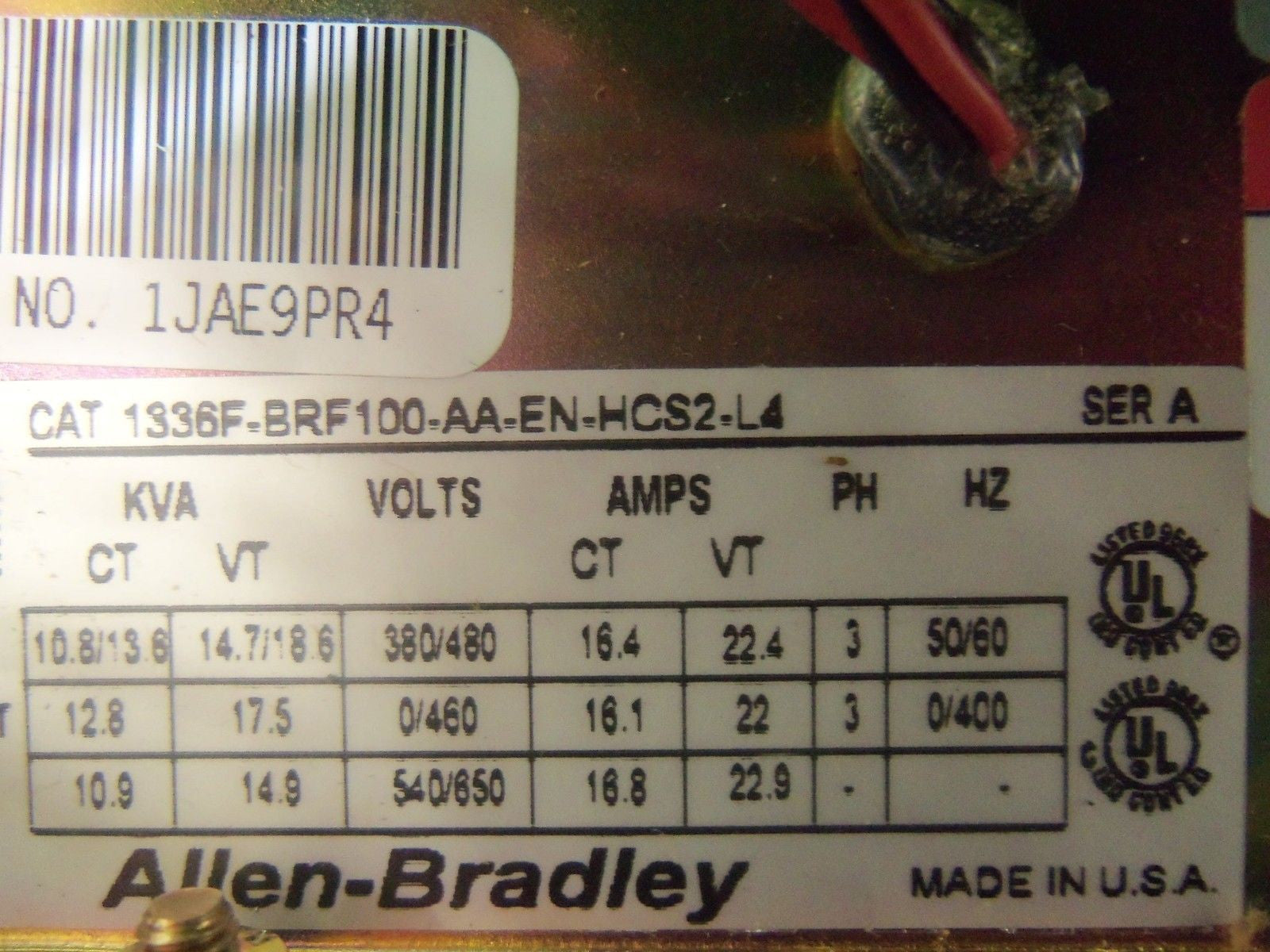 ALLEN BRADLEY 1336F-BRF100-AA-EN-HCS2-L4 SER. A AC DRIVE *NEW NO BOX*