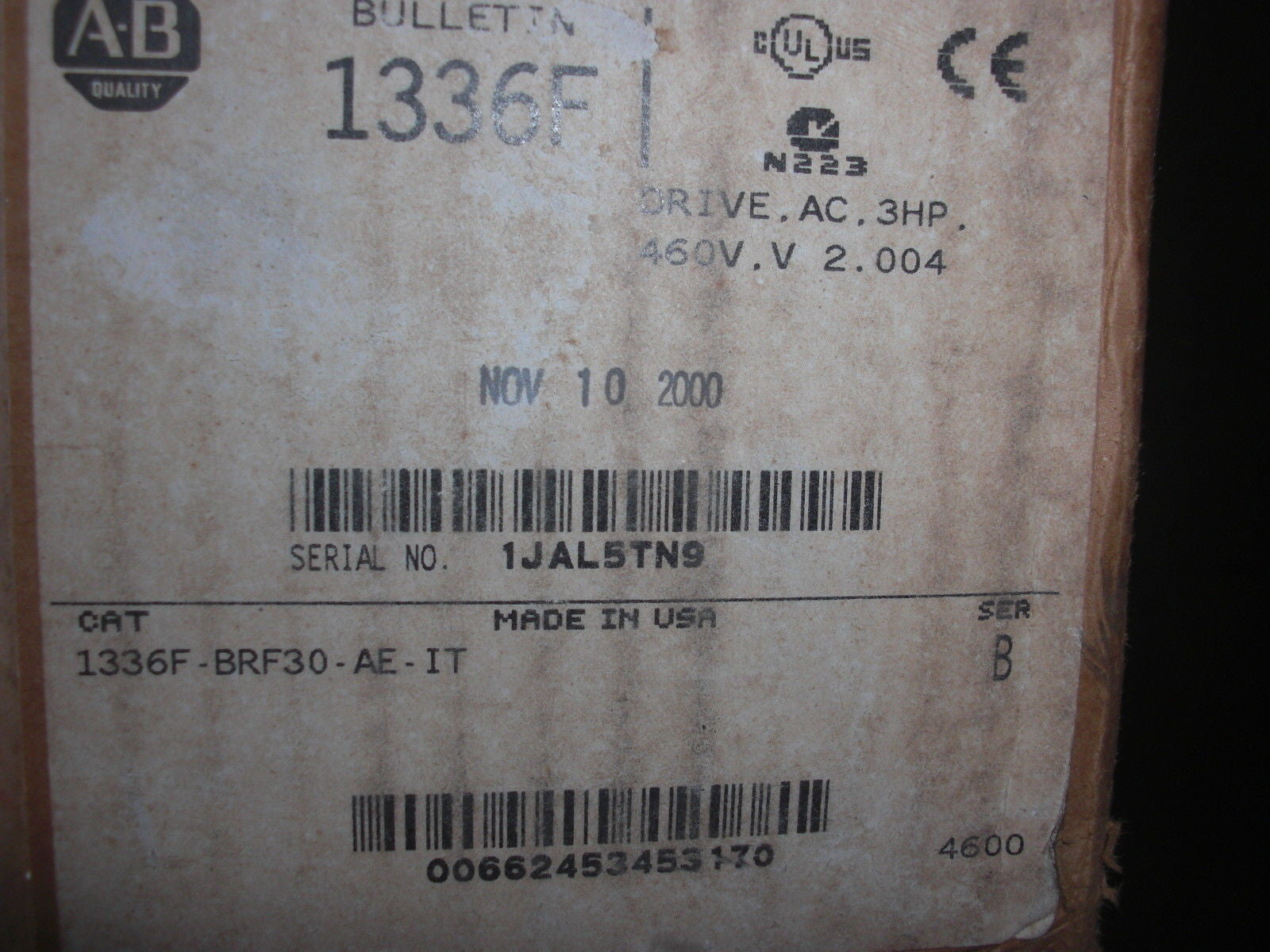 ALLEN BRADLEY 1336F-BRF30-AE-IT SER. B AC DRIVE *NEW IN BOX*