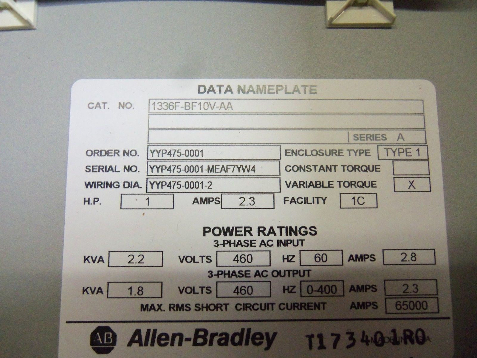 ALLEN BRADLEY 1336F-BF10V-AA SERIES A DRIVE *NEW NO BOX*
