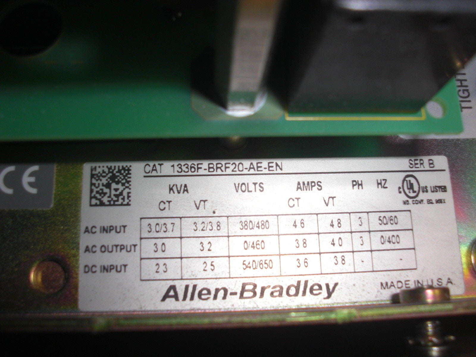 ALLEN BRADLEY 1336F-BRF20-AE-EN SER. B AC DRIVE *USED*