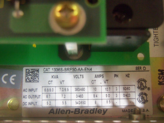 ALLEN BRADLEY 1336S-BRF50-AA-EN4 SERIES D *USED*